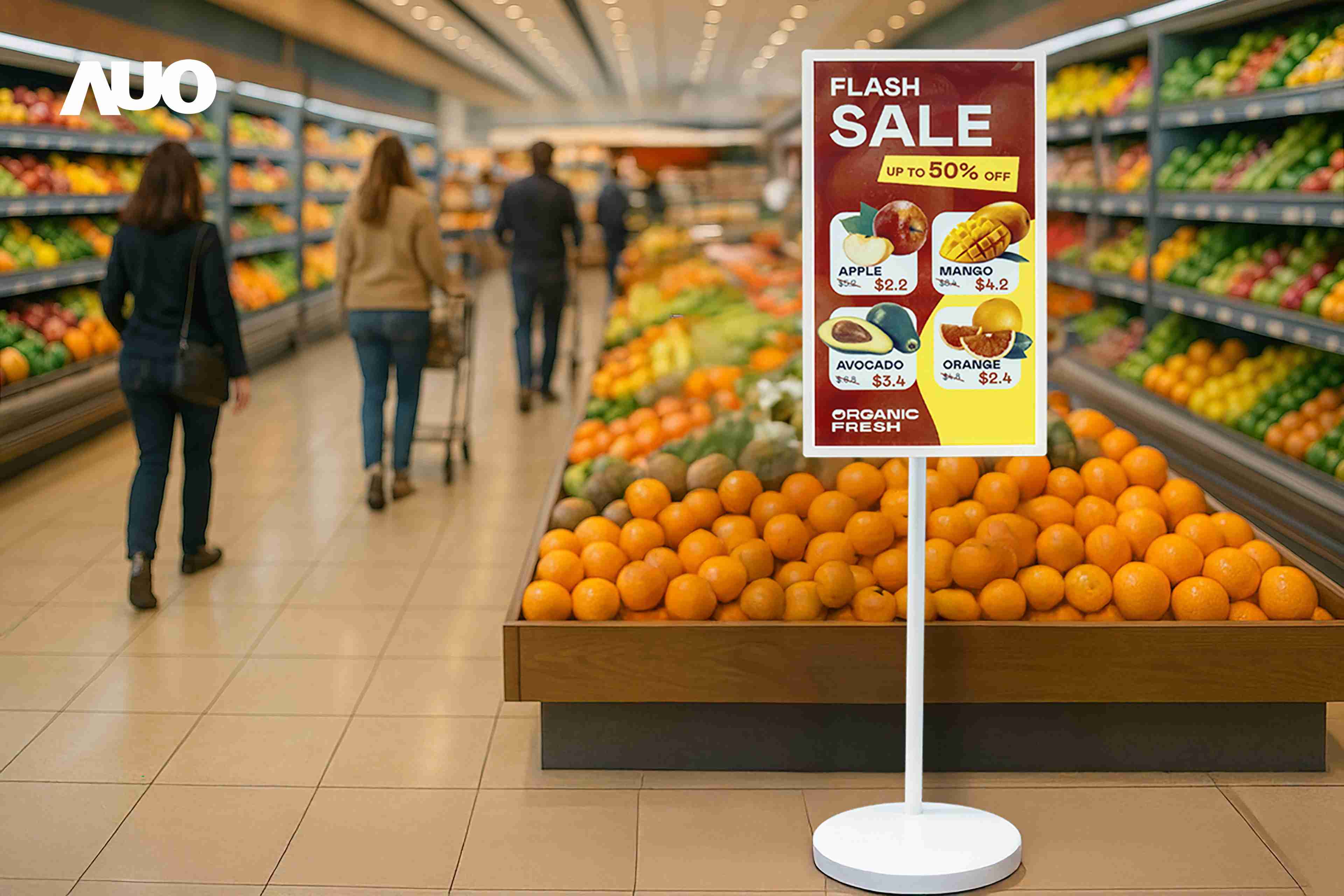 达擎首亮相低功耗、、、全彩的〝aecoPost电子纸解决方案〞，，，，仅在更新画面时需要微量的电力驱动，，无需布建电线的便捷设计，，，使其可灵活应用、、随意置放，，，并可透过云端或行动装置app，，轻松管理及排程广告内容，，，晋升店头营销利器。。